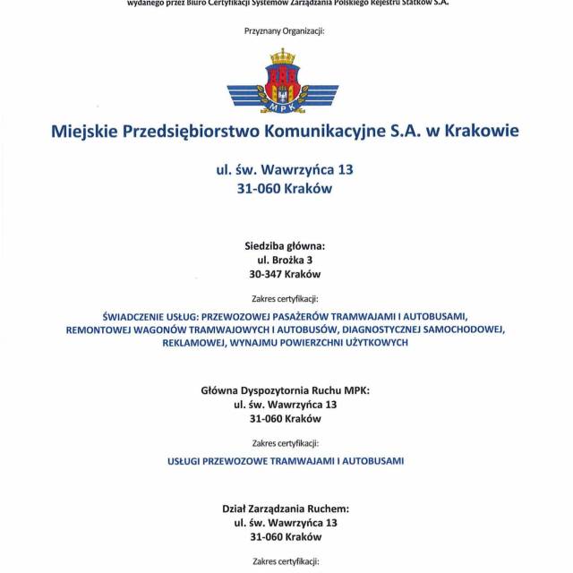 Załącznik do certyfikatu zgodności z wymaganiami ISO 9001:2015 i ISO 14001:2015 strona 1