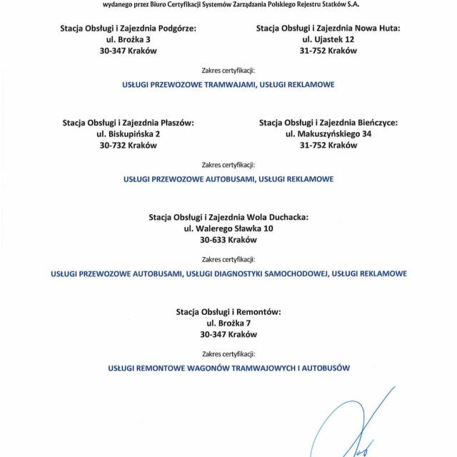 Załącznik do certyfikatu zgodności z wymaganiami ISO 9001:2015 i ISO 14001:2015 strona 2